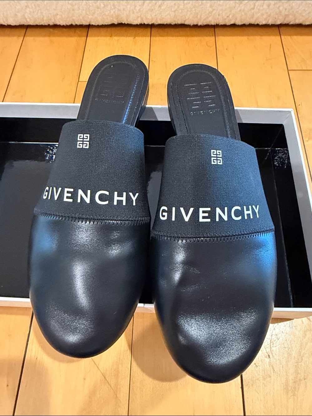 Givenchy Black Branded Slip-On Mules